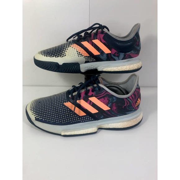 Adidas FX1730 Solecourt Primeblue Sneakers Shoes Blue White Orange Men\'s US 10